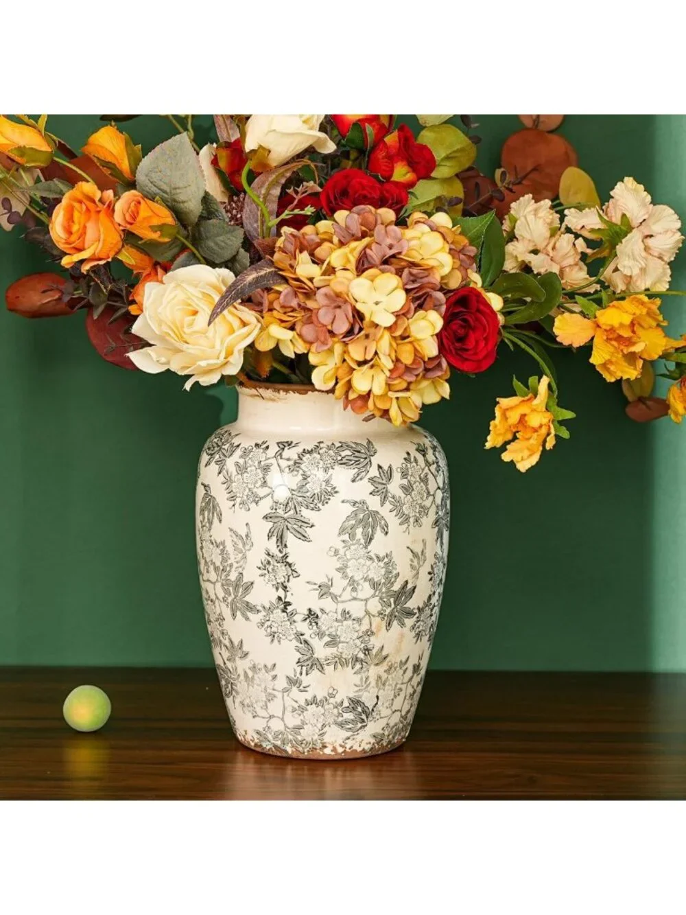 Vintage Grey Ice Cracked Glaze Ceramic Flower Vase - Elegant Home Decor Accent